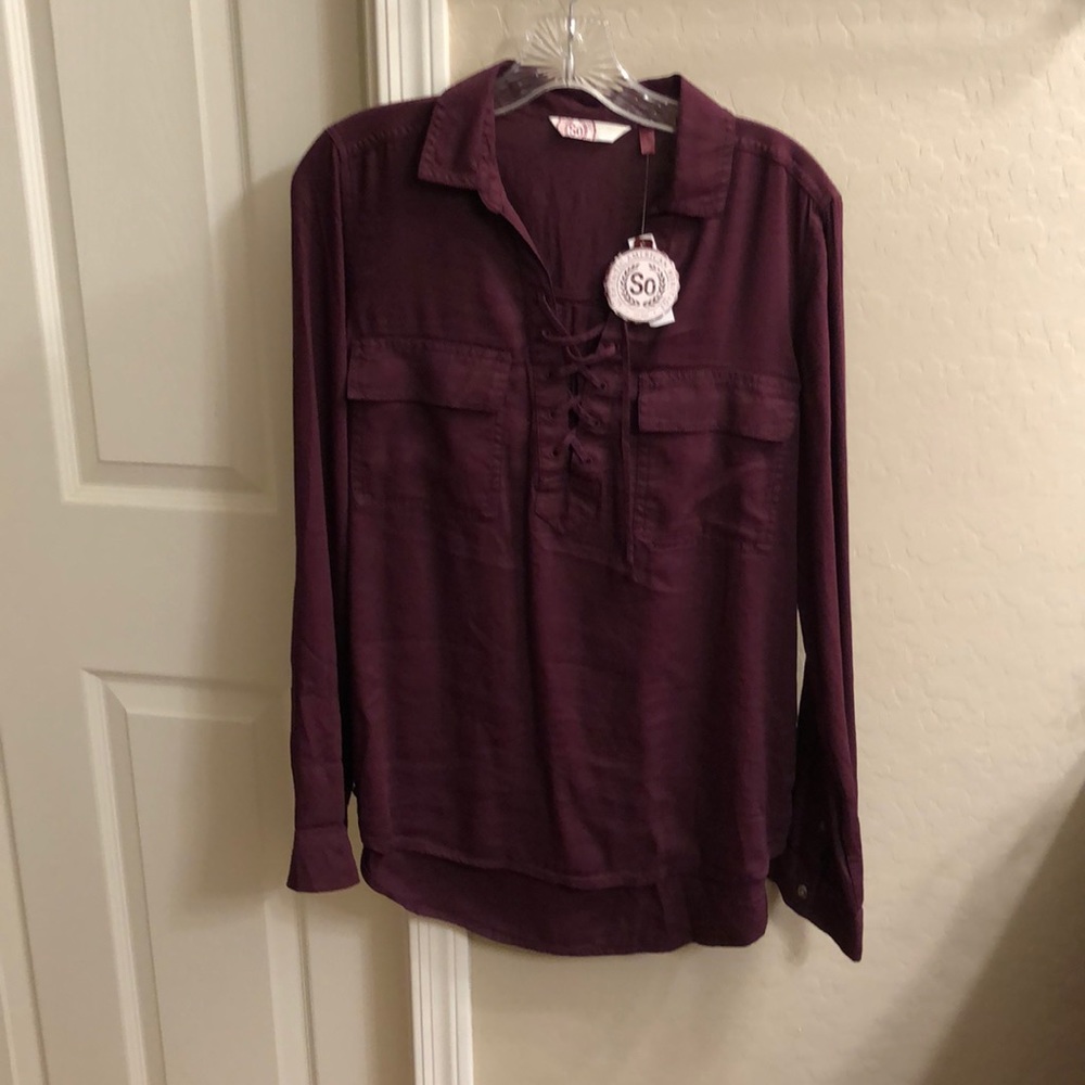 Long sleeve lace up utility shirt